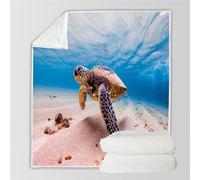 RFFLUX 3D Sea Turtles Throw Blankets 180x220 cm Soft Warm Cozy Microfiber Flannel Fleece Ocean Turtle Blanket Sofa Lightweight Summer Machine Washable Bedspread for Bed and Couch(Style 7-8)