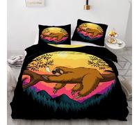 RFFLUX 3D Sloth King size Bedding Sets 3 Pieces 220x230 Ultra Soft Microfiber Reversible Sloth Duvet Cover with Zipper Closure Easy Care Quilt Cover with 2 Pillowcase（Style 57-19）