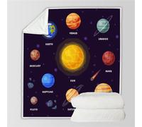 RFFLUX 3D Solar System Throw Blankets 100x130 cm Soft Warm Cozy Microfiber Flannel Fleece Universe Planet Blanket Sofa Lightweight Summer Machine Washable Bedspread for Bed and Couch（Style 98-13）