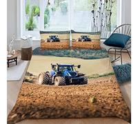 RFFLUX 3D Tractor King size Bedding Sets 3 Pieces 220x230 Ultra Soft Microfiber Farm Combine Harvester Duvet Cover with Zipper Closure Easy Care Quilt Cover with 2 Pillowcase for Adults Room Decor