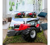 RFFLUX 3D Tractor Single Duvet Cover Set 3 Pieces 135x200 Soft Microfiber Farm Combine Harvester Quilt Cover with Zipper Closure Easy Care Bedding Set with 2 Pillowcase for Kids Boys Girls Teens