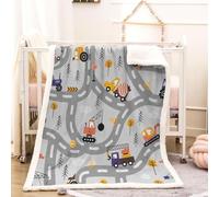 RFFLUX 3D Tractor Throw Blanket 130x150 cm Winter Soft Warm Cozy Cartoon Excavator Sherpa Blanket Sofa Lightweight Microfiber Machine Washable Bedspread for Bed and Couch（Style 150-19）