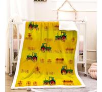 RFFLUX 3D Tractor Throw Blanket 130x150 cm Winter Soft Warm Cozy Cartoon Farm Sherpa Blanket Sofa Lightweight Microfiber Machine Washable Bedspread for Bed and Couch（Style 146-16）