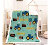 RFFLUX 3D Tractor Throw Blanket 150x200 cm Winter Soft Warm Cozy Cartoon Farm Sherpa Blanket Sofa Lightweight Microfiber Machine Washable Bedspread for Bed and Couch（Style 150-11）