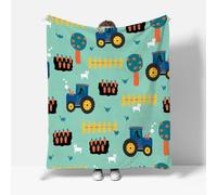 RFFLUX 3D Tractor Throw Blankets 220x240 cm Soft Warm Cozy Microfiber Flannel Fleece Cartoon Farm Blanket Sofa Lightweight Summer Machine Washable Bedspread for Bed and Couch（Style 150-11）