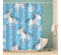 RFFLUX 3D Unicorn Shower Curtain 180x180 cm Stars Unicorns Shower Curtain Quick Drying 100% Polyester Fabric Waterproof Washable Bath Curtains for Shower with 12 Rings（Style 69-5）