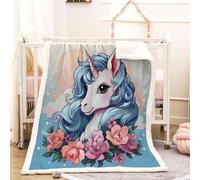 RFFLUX 3D Unicorn Throw Blanket 130x150 cm Winter Soft Warm Cozy Unicorn Sherpa Blanket Sofa Lightweight Microfiber Machine Washable Bedspread for Bed and Couch（Style 44-11）