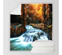 RFFLUX 3D Waterfall Throw Blankets 150x200 cm Soft Warm Cozy Microfiber Flannel Fleece Autumn Forest Blanket Sofa Lightweight Summer Machine Washable Bedspread for Bed and Couch（Style 10-7）