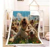 RFFLUX 3D West Highland Terrier Throw Blanket 130x150 cm Winter Soft Warm Cozy Flower Dog Sherpa Blanket Sofa Lightweight Microfiber Machine Washable Bedspread for Bed and Couch（Style 202-11）