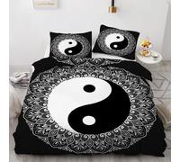RFFLUX 3D Yin And Yang Super king size Duvet Cover Sets 3 Pieces 220x260 Soft Microfiber Mandala Quilt Cover with Zipper Closure Easy Care Reversible Bed Set with 2 Pillowcase（Style 62-1）