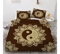 RFFLUX 3D Yin And Yang Super king size Duvet Cover Sets 3 Pieces 220x260 Soft Microfiber Retro Mandala Quilt Cover with Zipper Closure Easy Care Reversible Bed Set with 2 Pillowcase（Style 63-18）