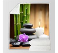 RFFLUX 3D Zen Throw Blankets 220x240 cm Soft Warm Cozy Microfiber Flannel Fleece Flowers Stones Blanket Sofa Lightweight Summer Machine Washable Bedspread for Bed and Couch（Style 63-8）