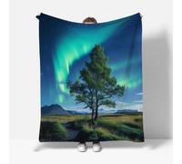 RFFLUX Aurora Throw Blankets 180x220 cm Soft Warm Cozy Microfiber Fleece Flannel Starry Sky Blanket Sofa Lightweight Summer Machine Washable Bedspread for Bed Couch（Style 223-8）