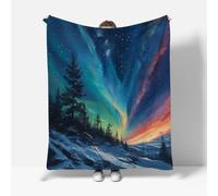 RFFLUX Aurora Throw Blankets 220x240 cm Soft Warm Cozy Microfiber Fleece Flannel Universe Starry Sky Blanket Sofa Lightweight Summer Machine Washable Bedspread for Bed Couch（Style 224-16）
