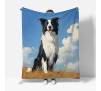 RFFLUX Border Collie Throw Blankets 130x150 cm Soft Warm Cozy Microfiber Fleece Flannel Cute Dog Blanket Sofa Lightweight Summer Machine Washable Bedspread for Bed Couch（Style 219-13）