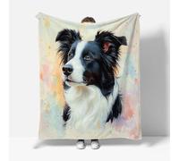RFFLUX Border Collie Throw Blankets 180x220 cm Soft Warm Cozy Microfiber Fleece Flannel Animal Dog Blanket Sofa Lightweight Summer Machine Washable Bedspread for Bed Couch（Style 218-15）