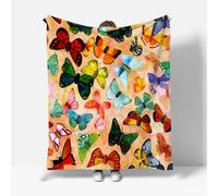 RFFLUX Butterfly Throw Blankets 130x150 cm Soft Warm Cozy Microfiber Fleece Flannel Abstract Aesthetic Blanket Sofa Lightweight Summer Machine Washable Bedspread for Bed Couch（Style 226-19）