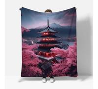 RFFLUX Cherry Blossoms Throw Blankets 100x130 cm Soft Warm Cozy Microfiber Fleece Flannel Japan Style Blanket Sofa Lightweight Summer Machine Washable Bedspread for Bed Couch（Style 206-10）