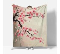 RFFLUX Cherry Blossoms Throw Blankets 100x130 cm Soft Warm Cozy Microfiber Fleece Flannel Japan Style Blanket Sofa Lightweight Summer Machine Washable Bedspread for Bed Couch（Style 227-10）