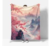 RFFLUX Cherry Blossoms Throw Blankets 150x200 cm Soft Warm Cozy Microfiber Fleece Flannel Japan Style Blanket Sofa Lightweight Summer Machine Washable Bedspread for Bed Couch（Style 220-8）