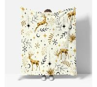 RFFLUX Christmas Throw Blankets 100x130 cm Soft Warm Cozy Microfiber Fleece Flannel Elk Blanket Sofa Lightweight Summer Machine Washable Bedspread for Bed Couch（Style 217-5）