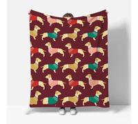 RFFLUX Dachshund Throw Blankets 130x150 cm Soft Warm Cozy Microfiber Fleece Flannel Cute Dog Blanket Sofa Lightweight Summer Machine Washable Bedspread for Bed Couch（Style 223-1）