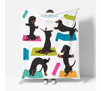 RFFLUX Dachshund Throw Blankets 150x200 cm Soft Warm Cozy Microfiber Fleece Flannel Yoga Dog Blanket Sofa Lightweight Summer Machine Washable Bedspread for Bed Couch（Style 210-1）