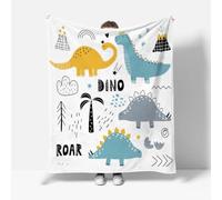 RFFLUX Dino Throw Blankets 150x200 cm Soft Warm Cozy Microfiber Fleece Flannel Cute Dinosaur Blanket Sofa Lightweight Summer Machine Washable Bedspread for Bed Couch（Style 221-3）