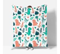 RFFLUX Dino Throw Blankets 220x240 cm Soft Warm Cozy Microfiber Fleece Flannel Cartoon Dinosaur Blanket Sofa Lightweight Summer Machine Washable Bedspread for Bed Couch（Style 206-1）