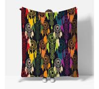 RFFLUX Dreamcatcher Throw Blankets 180x220 cm Soft Warm Cozy Microfiber Fleece Flannel Boho Blanket Sofa Lightweight Summer Machine Washable Bedspread for Bed Couch（Style 210-19）