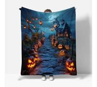 RFFLUX Halloween Throw Blankets 220x240 cm Soft Warm Cozy Microfiber Fleece Flannel Pumpkin Blanket Sofa Lightweight Summer Machine Washable Bedspread for Bed Couch（Style 207-15）