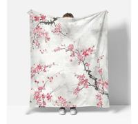 RFFLUX Japan Style Throw Blankets 130x150 cm Soft Warm Cozy Microfiber Fleece Flannel Cherry Blossoms Blanket Sofa Lightweight Summer Machine Washable Bedspread for Bed Couch（Style 225-20）