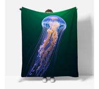 RFFLUX Jellyfish Throw Blankets 130x150 cm Soft Warm Cozy Microfiber Fleece Flannel Ocean Blanket Sofa Lightweight Summer Machine Washable Bedspread for Bed Couch（Style 233-14）