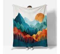 RFFLUX Mountain Throw Blankets 150x200 cm Soft Warm Cozy Microfiber Fleece Flannel Abstract Aesthetic Blanket Sofa Lightweight Summer Machine Washable Bedspread for Bed Couch（Style 229-11）