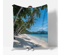 RFFLUX Ocean Beach Throw Blankets 130x150 cm Soft Warm Cozy Microfiber Fleece Flannel Palm Trees Blanket Sofa Lightweight Summer Machine Washable Bedspread for Bed Couch（Style 206-14）