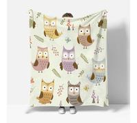 RFFLUX Owl Throw Blankets 130x150 cm Soft Warm Cozy Microfiber Fleece Flannel Boho Animal Blanket Sofa Lightweight Summer Machine Washable Bedspread for Bed Couch（Style 219-4）