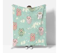 RFFLUX Owl Throw Blankets 220x240 cm Soft Warm Cozy Microfiber Fleece Flannel Kawaii Owl Blanket Sofa Lightweight Summer Machine Washable Bedspread for Bed Couch（Style 207-4）