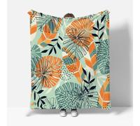 RFFLUX Palm Leaves Throw Blankets 100x130 cm Soft Warm Cozy Microfiber Fleece Flannel Boho Aesthetic Blanket Sofa Lightweight Summer Machine Washable Bedspread for Bed Couch（Style 225-6）