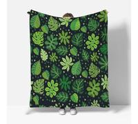 RFFLUX Palm Leaves Throw Blankets 100x130 cm Soft Warm Cozy Microfiber Fleece Flannel Green Leaves Blanket Sofa Lightweight Summer Machine Washable Bedspread for Bed Couch（Style 209-13）