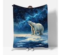 RFFLUX Polar Bear Throw Blankets 180x220 cm Soft Warm Cozy Microfiber Fleece Flannel Universe Starry Sky Blanket Sofa Lightweight Summer Machine Washable Bedspread for Bed Couch（Style 224-17）