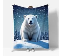 RFFLUX Polar Bear Throw Blankets 220x240 cm Soft Warm Cozy Microfiber Fleece Flannel Starry Sky Blanket Sofa Lightweight Summer Machine Washable Bedspread for Bed Couch（Style 220-15）