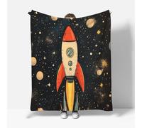 RFFLUX Rocket Throw Blankets 100x130 cm Soft Warm Cozy Microfiber Fleece Flannel Universe Starry Sky Blanket Sofa Lightweight Summer Machine Washable Bedspread for Bed Couch（Style 178-18）