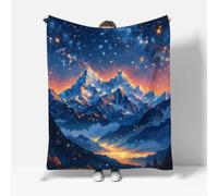 RFFLUX Starry Sky Throw Blankets 150x200 cm Soft Warm Cozy Microfiber Fleece Flannel Universe Blanket Sofa Lightweight Summer Machine Washable Bedspread for Bed Couch（Style 221-10）