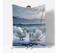 RFFLUX Swan Throw Blankets 180x220 cm Soft Warm Cozy Microfiber Fleece Flannel Ocean Beach Blanket Sofa Lightweight Summer Machine Washable Bedspread for Bed Couch（Style 186-16）
