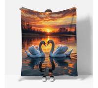 RFFLUX Swan Throw Blankets 220x240 cm Soft Warm Cozy Microfiber Fleece Flannel Couples Blanket Sofa Lightweight Summer Machine Washable Bedspread for Bed Couch（Style 222-15）