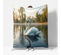 RFFLUX Swan Throw Blankets 220x240 cm Soft Warm Cozy Microfiber Fleece Flannel Summer Theme Blanket Sofa Lightweight Summer Machine Washable Bedspread for Bed Couch（Style 216-12）