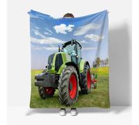 RFFLUX Tractor Throw Blankets 130x150 cm Soft Warm Cozy Microfiber Fleece Flannel Farm Style Blanket Sofa Lightweight Summer Machine Washable Bedspread for Bed Couch（Style 208-6）