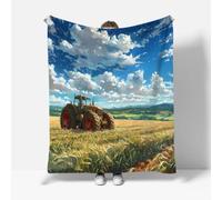 RFFLUX Tractor Throw Blankets 220x240 cm Soft Warm Cozy Microfiber Fleece Flannel Farm Style Blanket Sofa Lightweight Summer Machine Washable Bedspread for Bed Couch（Style 222-20）
