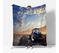RFFLUX Tractor Throw Blankets 220x240 cm Soft Warm Cozy Microfiber Fleece Flannel Farm Style Blanket Sofa Lightweight Summer Machine Washable Bedspread for Bed Couch（Style 207-5）