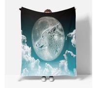 RFFLUX Wolf Throw Blankets 100x130 cm Soft Warm Cozy Microfiber Fleece Flannel Moon Blanket Sofa Lightweight Summer Machine Washable Bedspread for Bed Couch（Style 223-13）